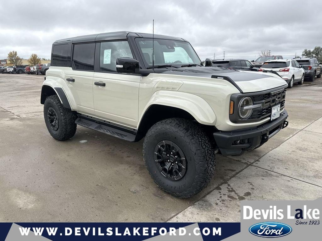 2025 Ford Bronco Raptor in Desert Sand — front three-quarter view