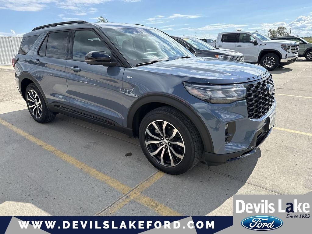 2026 Ford Explorer ST-Line in Vapor Blue Metallic — front three-quarter view