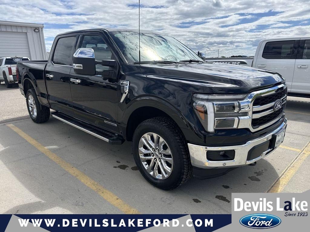 2025 Ford F-150 Lariat in Agate Black Metallic — front three-quarter view