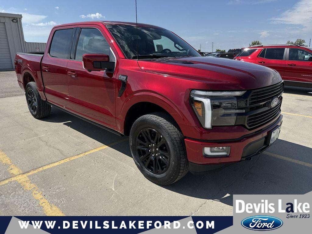 2026 Ford F-150 Platinum in Ruby Red Metallic Tinted Cc — front three-quarter view