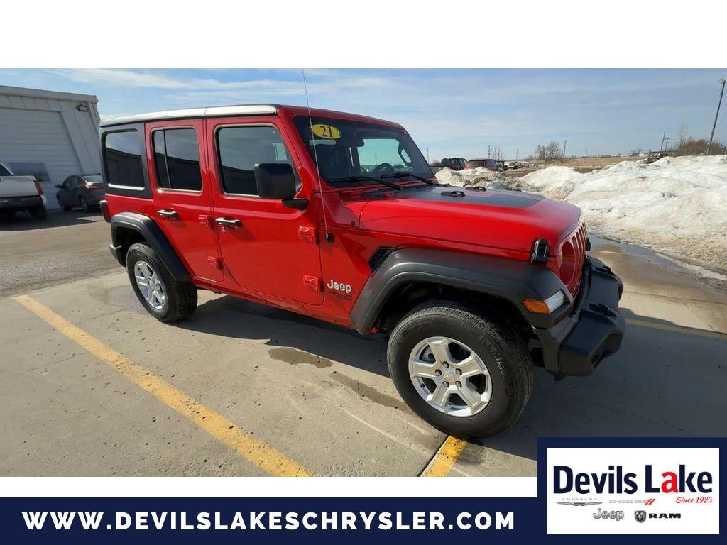 2021 Jeep Wrangler Unlimited Sport S 4x4 in Firecracker Red Clearcoat — front three-quarter view