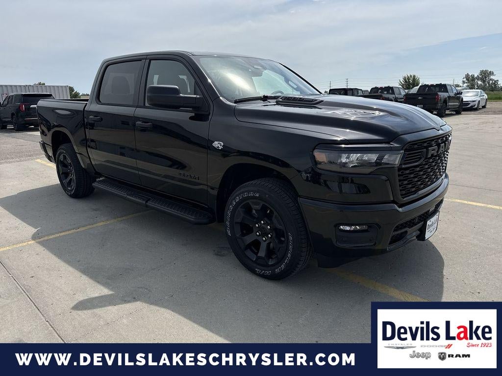 2026 RAM Ram 1500 RAM 1500 EXPRESS CREW CAB 4X4 5'7' BOX in Diamond Black Crystal Pearlcoat — front three-quarter view