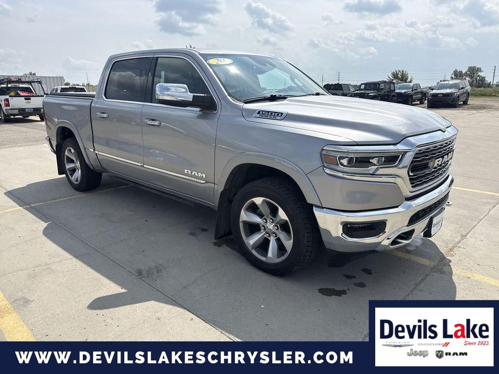 2020 RAM 1500 Limited Crew Cab 4x4 5'7' Box in Billet Silver Metallic Clearcoat — front three-quarter view