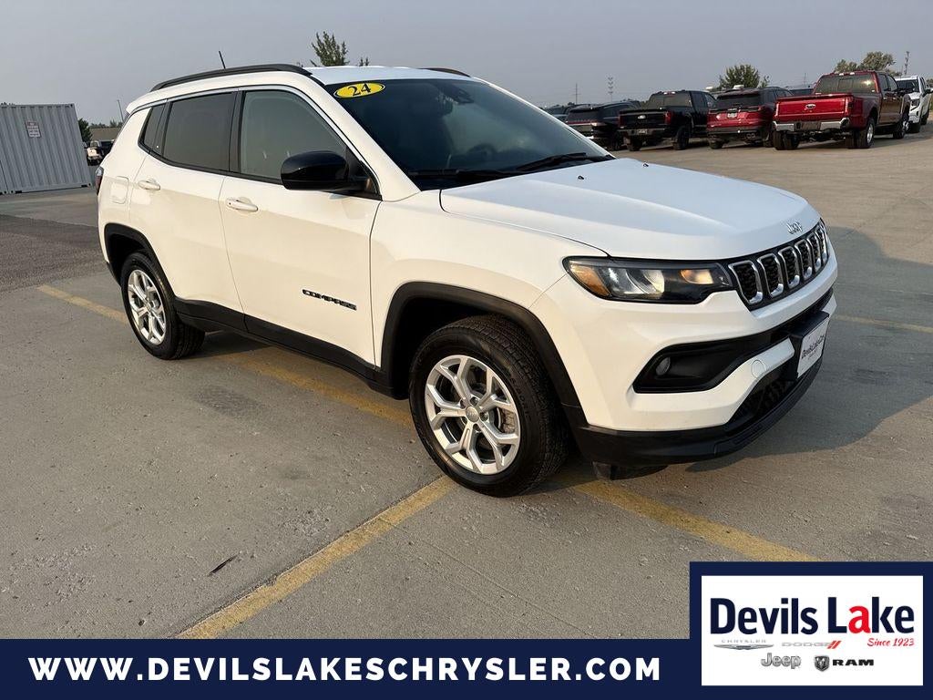 2024 Jeep Compass Latitude in Bright White Clearcoat — front three-quarter view