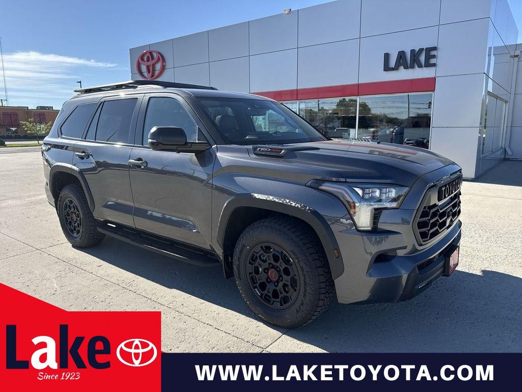 2026 Toyota Sequoia TRD Pro in Magnetic Gray Metallic — front three-quarter view