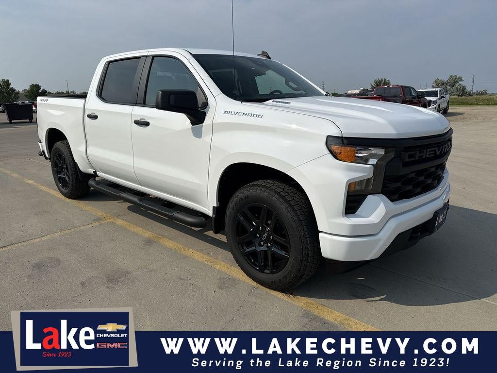 2026 Chevrolet Silverado 1500 Custom in Summit White — front three-quarter view