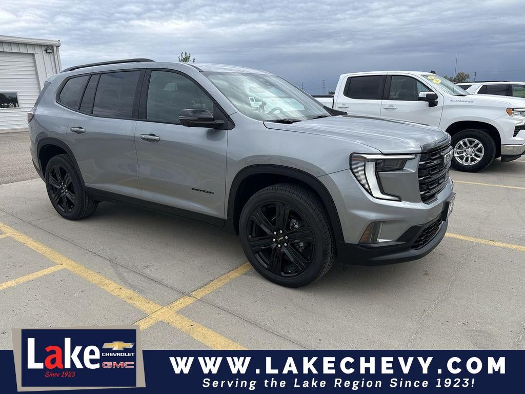 2026 GMC Acadia Elevation in Sterling Metallic — front three-quarter view