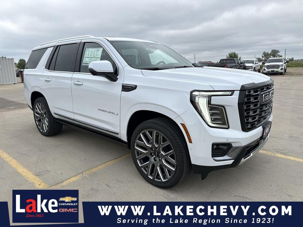 2026 GMC Yukon Denali Ultimate in Glacier White Tricoat — front three-quarter view