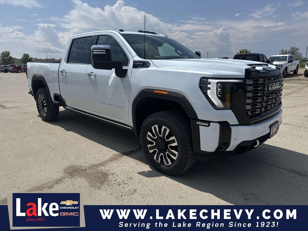 2026 GMC Sierra 2500 HD Denali Ultimate in Glacier White Tricoat — front three-quarter view